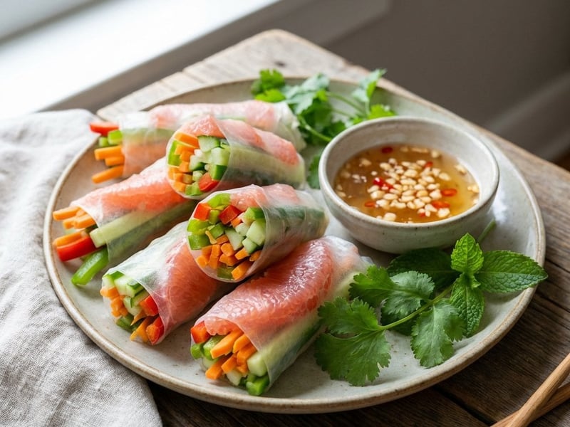 Summer rolls with grapefruit and fresh coriander