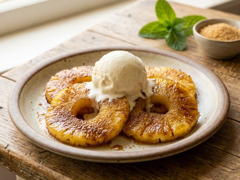 Grilled Pineapple with Vanilla Ice Cream