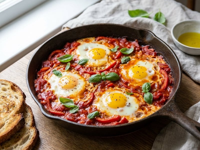 Eggs baked in tomato sauce