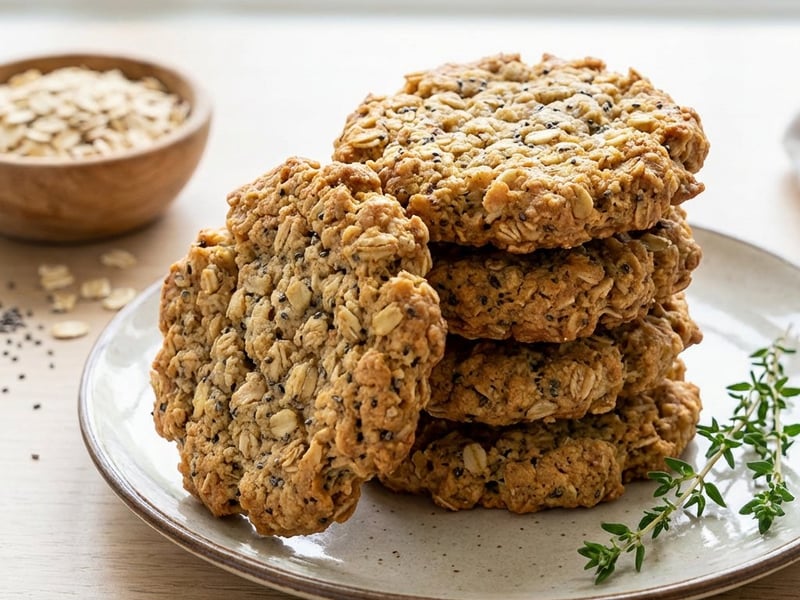 Knusprige Chia-Haferflocken-Kekse mit Thymian