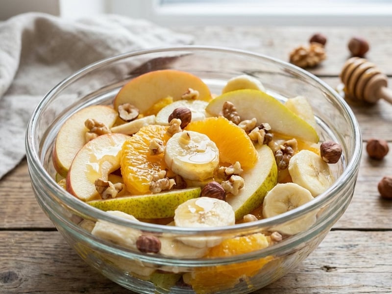 Fresh Fruit Salad with Honey and Nuts