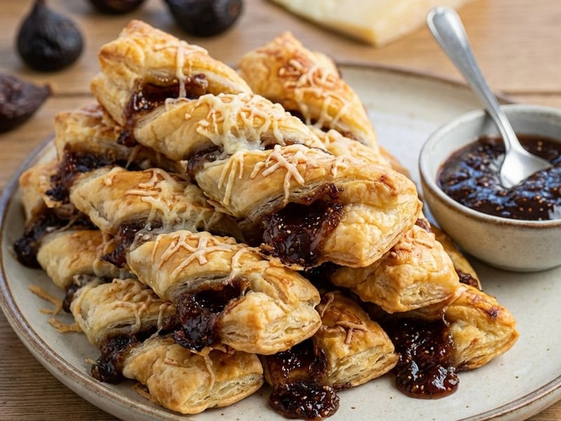 Blätterteigstangen mit Feigen und Pecorino