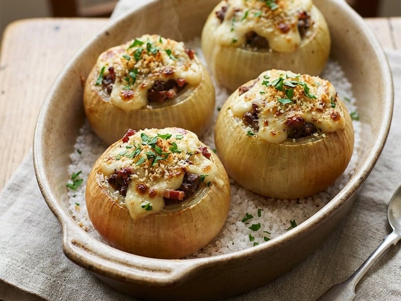Stuffed Baked Onions with Liver & Béchamel