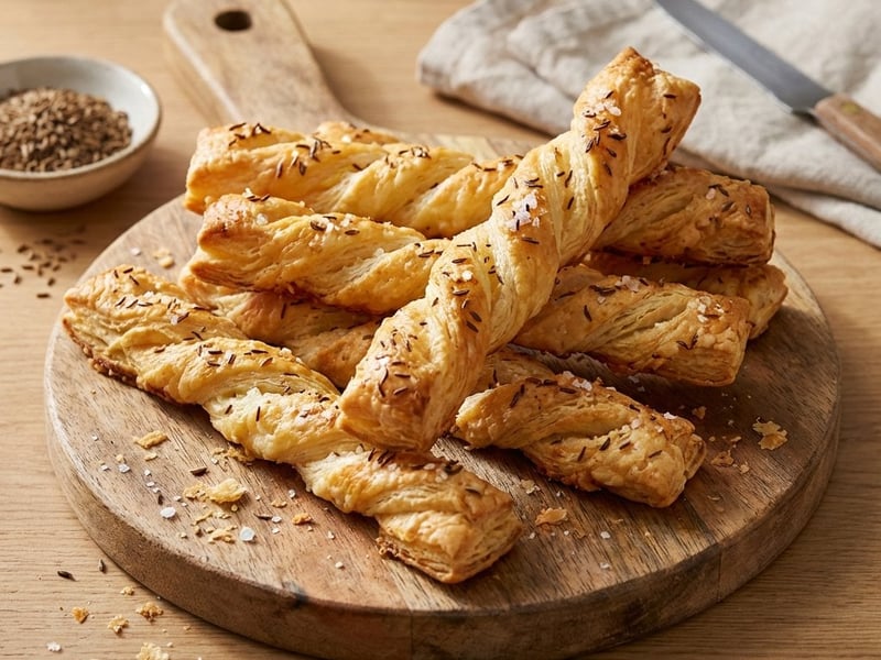 Crispy Puff Pastry Sticks with Caraway