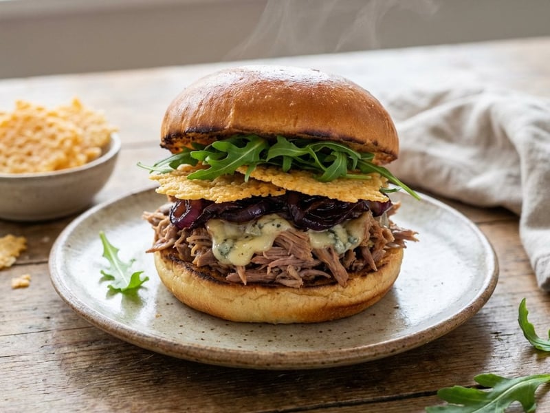 Gourmet Burger with Pulled Duck