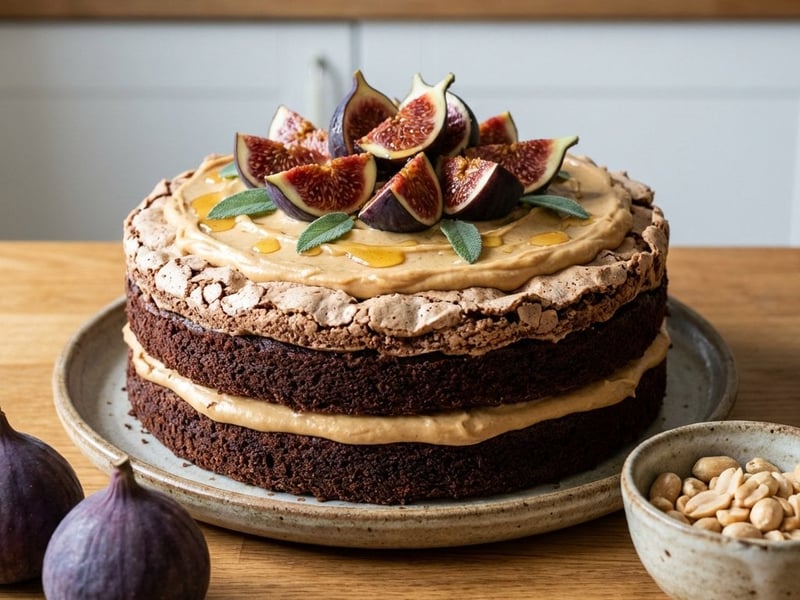 Chocolate Cake with Salted Peanut Butter and Figs