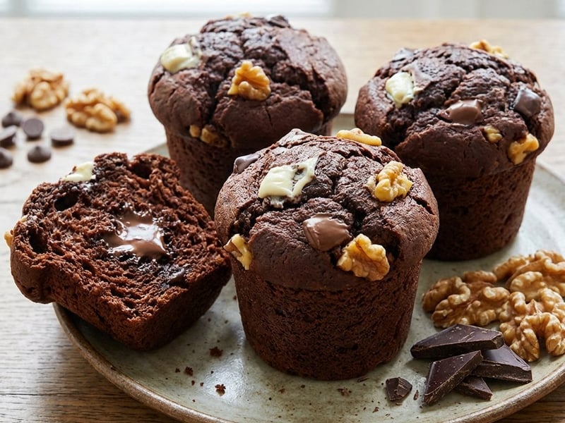 Chocolate Muffins with Walnuts