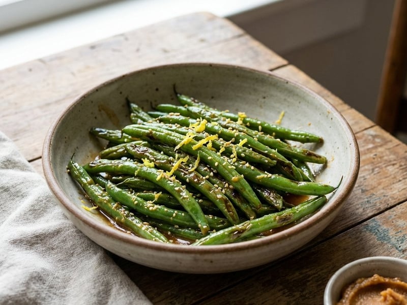 Green Beans with Miso Glaze