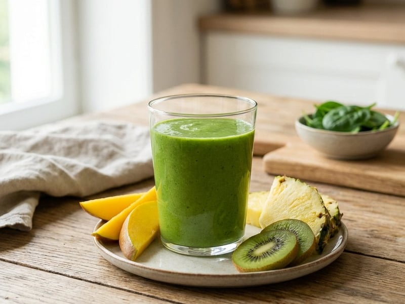 Green Smoothie with Mango, Pineapple and Kiwi | Fresh Kick in 15 Min.