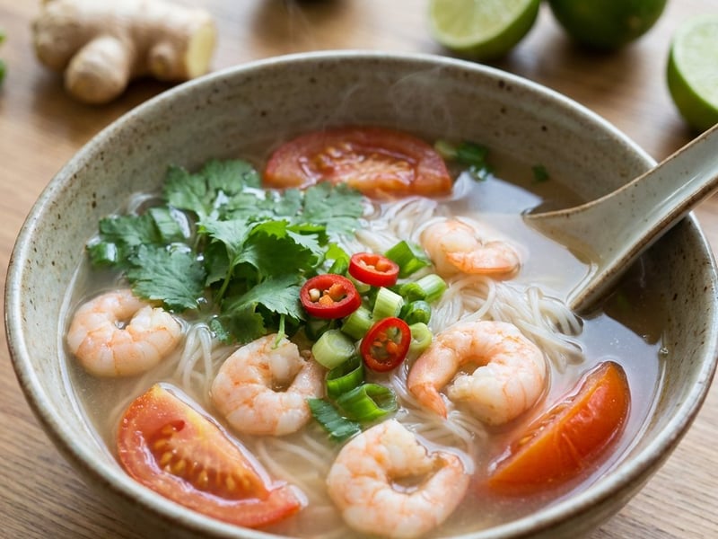 Bún tôm – Vietnamesische Garnelensuppe mit Nudeln