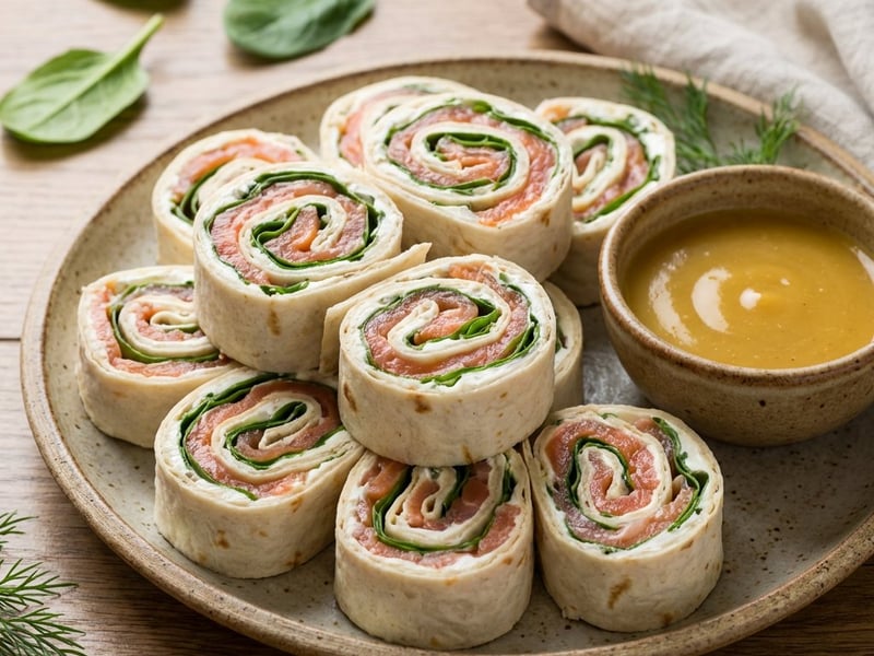 Lavash Rolls with Smoked Salmon & Honey Mustard