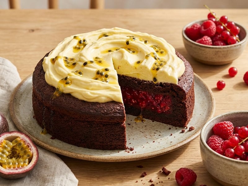 Chocolate Cake with Passion Fruit