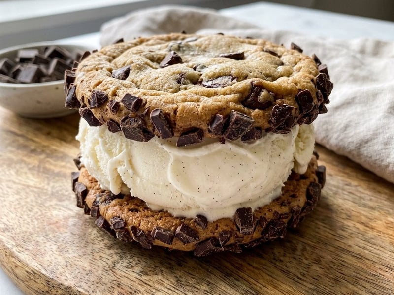 Eis-Sandwich mit Schokosplittern