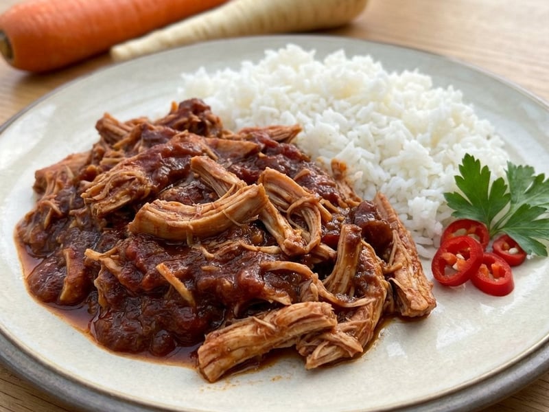 Gezupftes Putenfleisch aus dem Slow Cooker