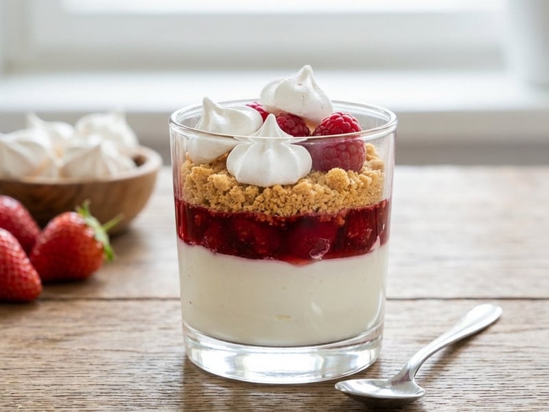 Frucht-Dessert-Gläser mit Baiser und Topfencreme