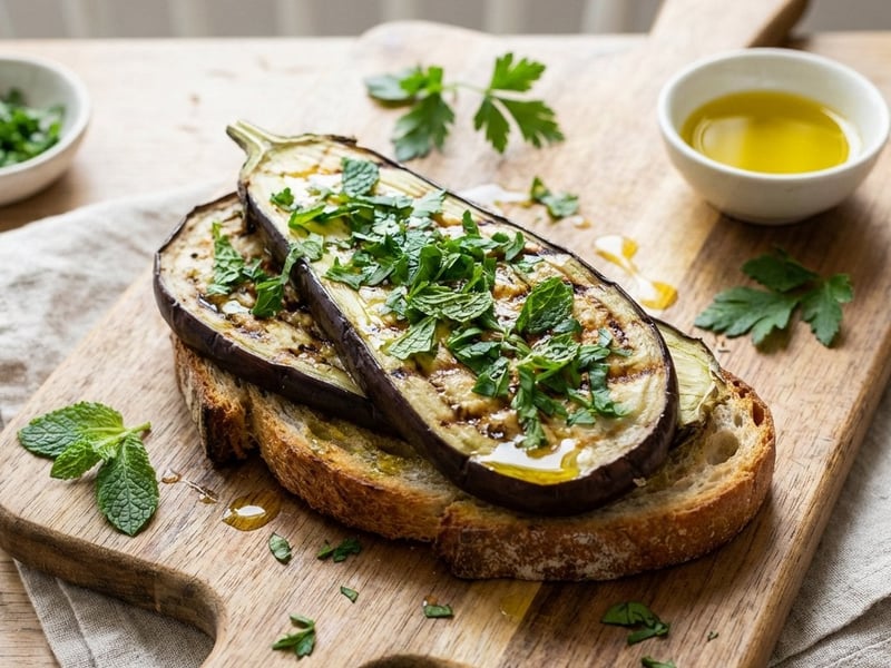 Bruschetta with Eggplant and Fresh Herbs