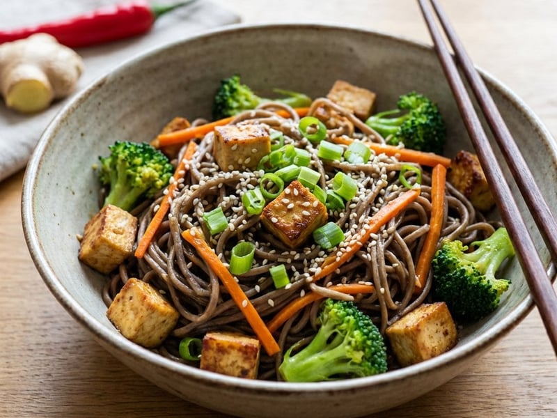 Soba Noodles with Tofu and Broccoli