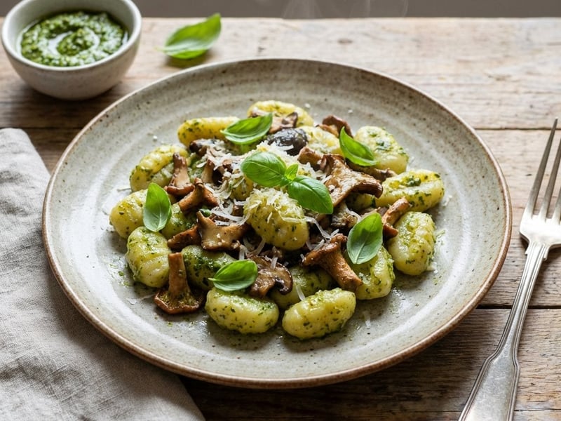 Gnocchi mit Champignons und Pesto