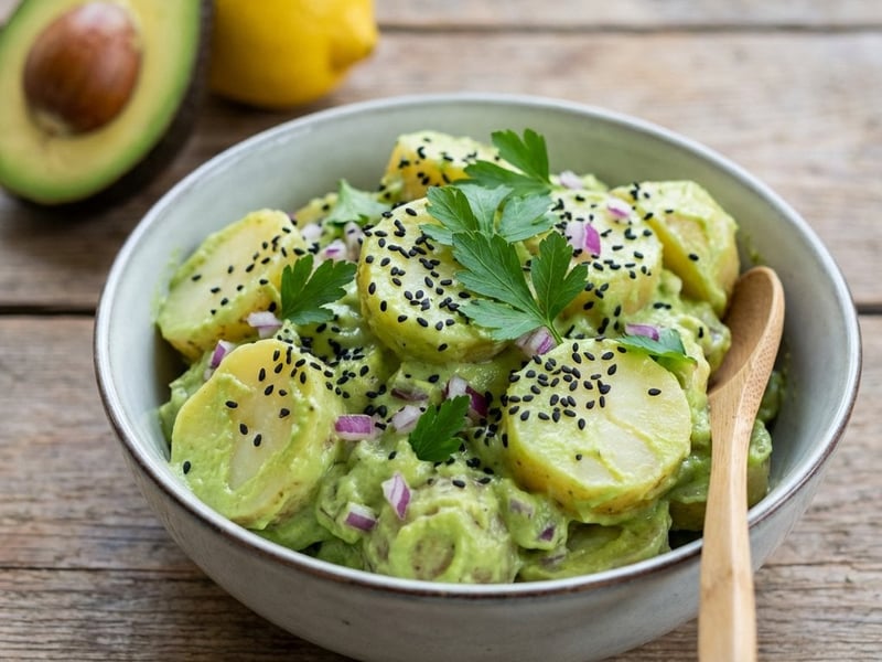 Creamy Potato Salad with Avocado & Black Sesame