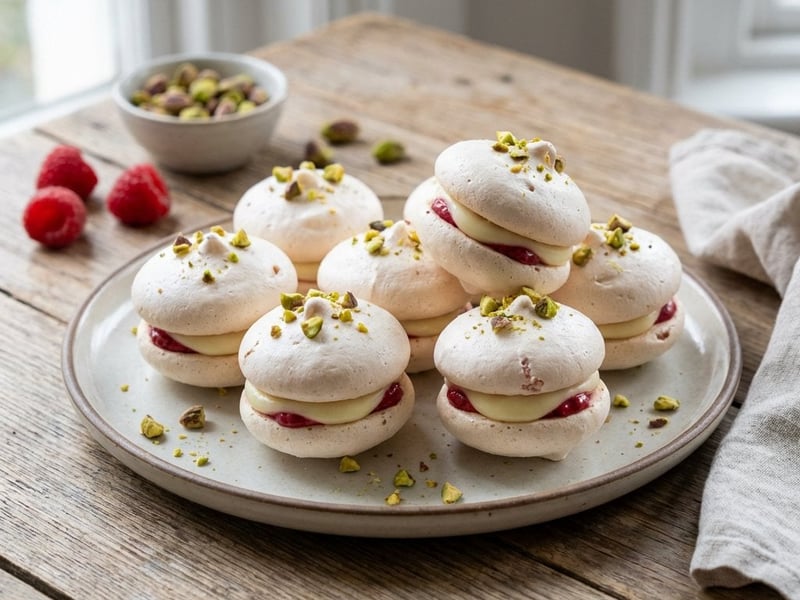 Himbeer-Baiser-Küsschen mit weißer Schokolade
