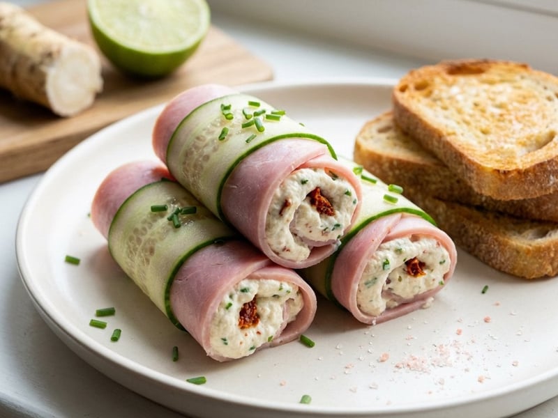Ham Rolls with Lime and Dried Tomatoes