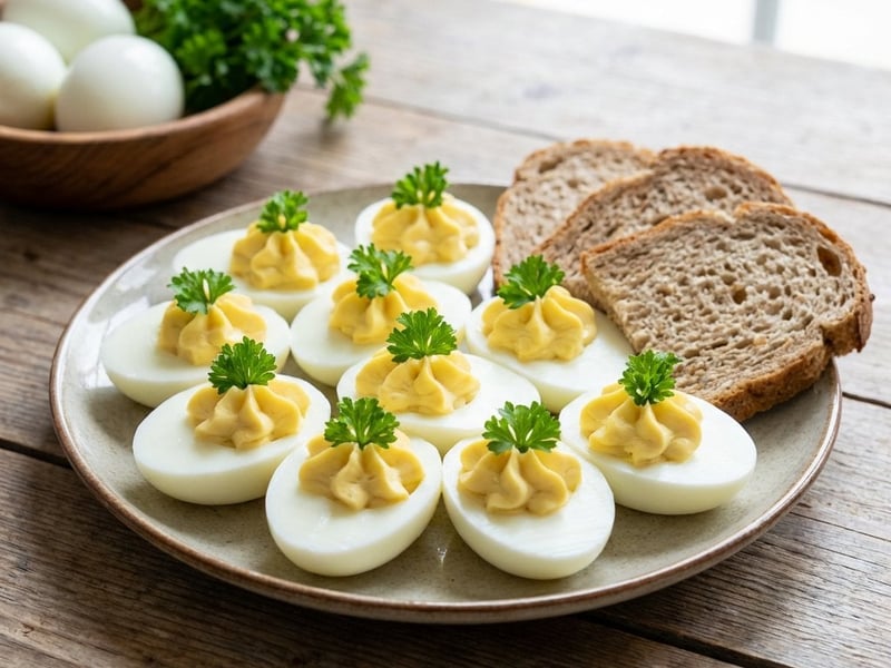 Gefüllte Eier mit Topfen-Senf-Creme | Gesunder Snack