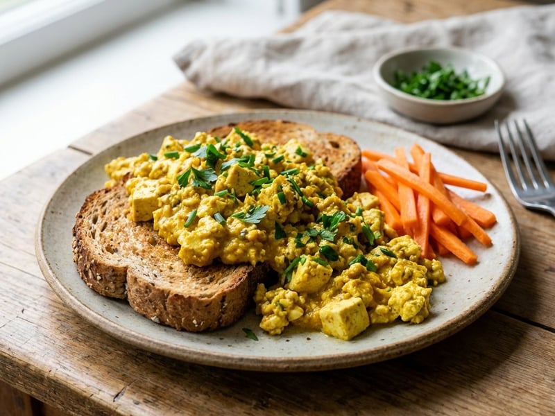 Creamy Tofu Scramble on Whole Wheat Bread