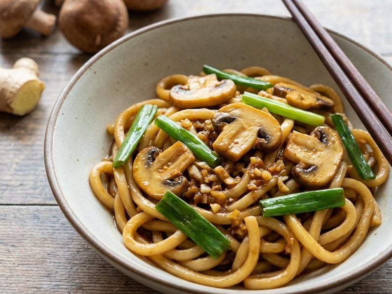Gemüse Yaki Udon mit Pilzen