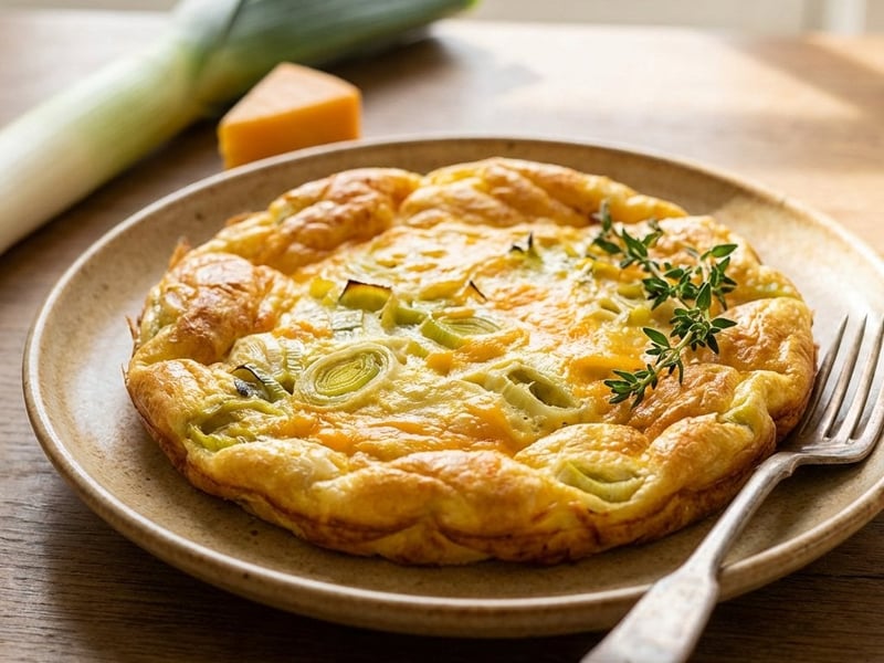Frittata with Leek and Cheddar | Fluffy & Hearty