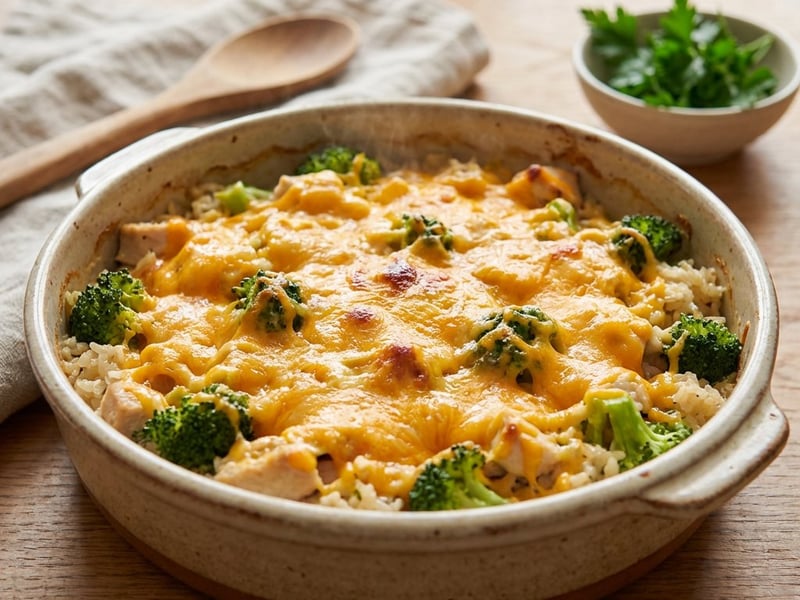 Chicken casserole with broccoli and rice