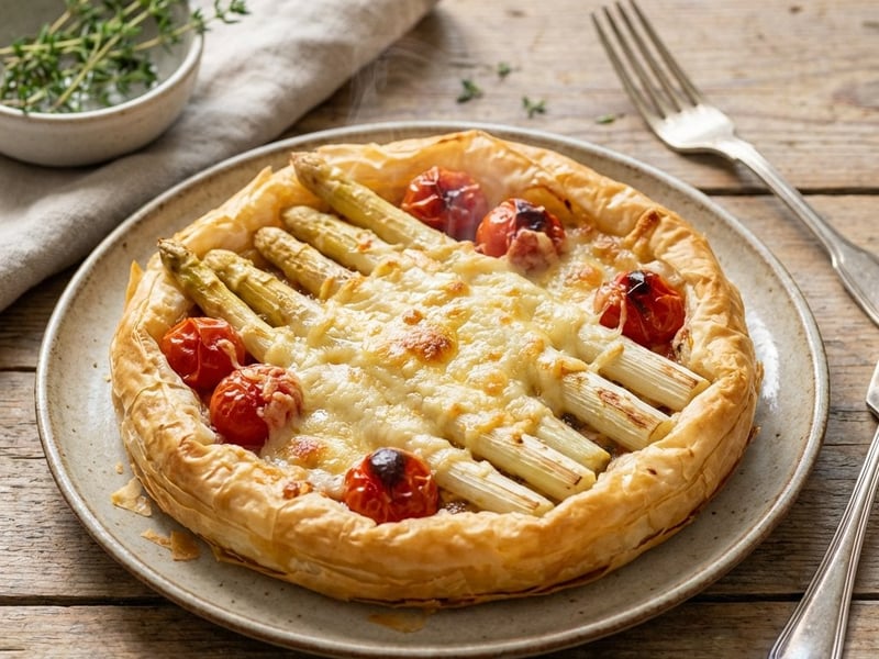 Asparagus Tart with White Asparagus & Gruyère