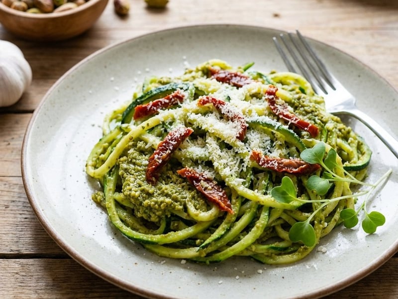 Zucchini Spaghetti with Pistachio Pesto