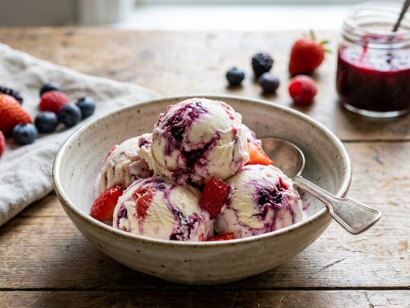 Cremiges Fruchteis mit Waldbeeren | Sommerlicher Genuss