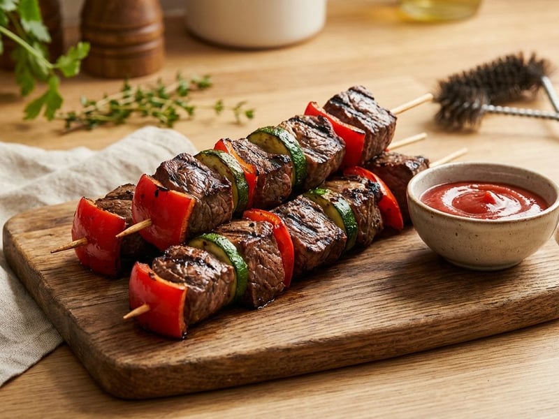Grilled Steak Skewers with Colorful Vegetables