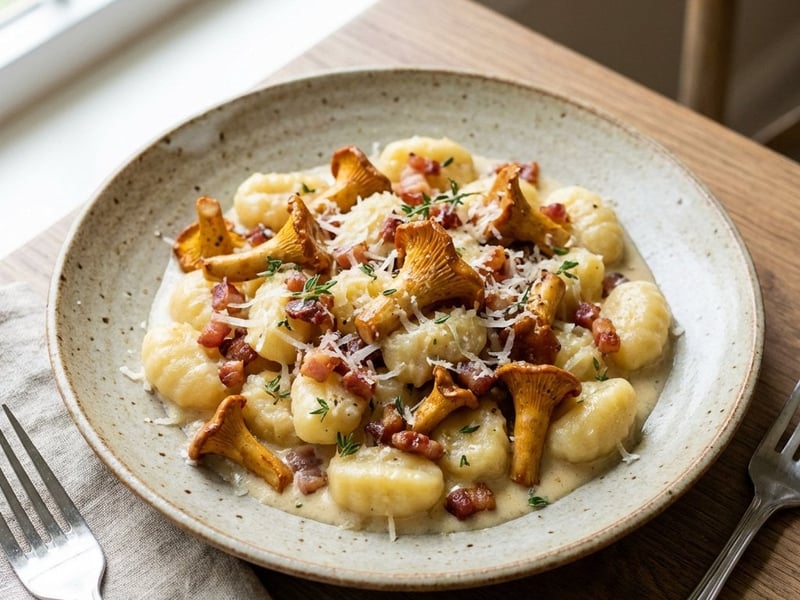 Homemade Gnocchi with Chanterelles and Pecorino
