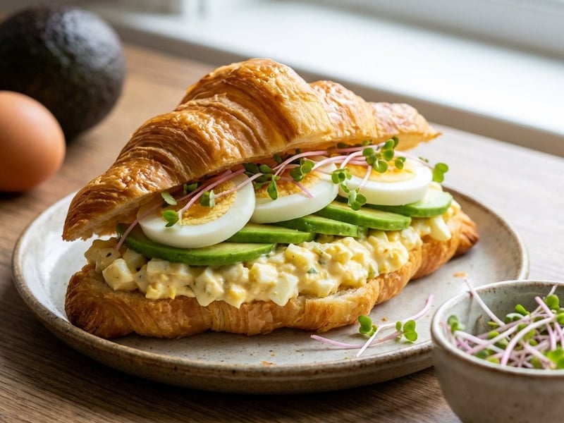 Croissant with Egg Spread and Avocado