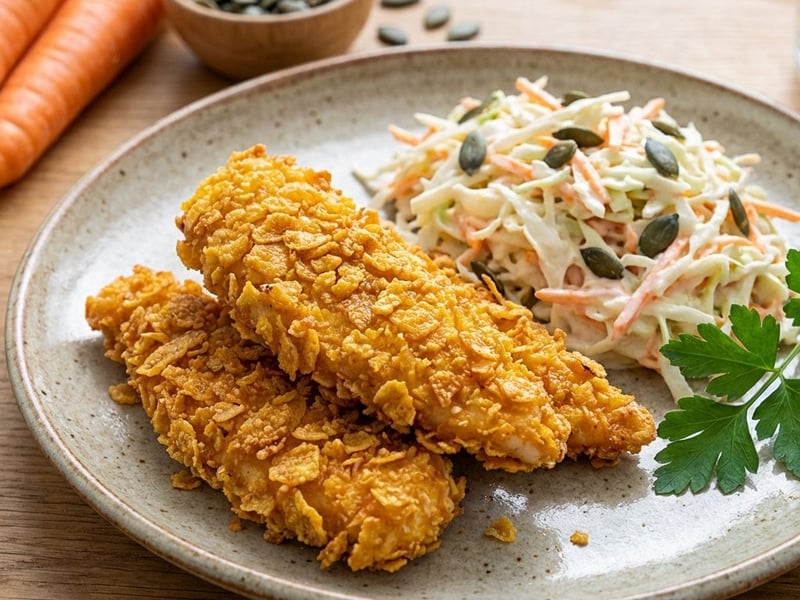 Crispy Chicken Nuggets with Coleslaw Salad