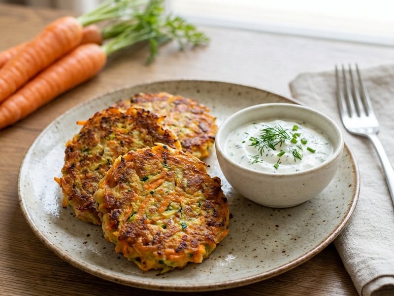 Knusprige Thunfisch-Erdäpfel-Laibchen mit Gemüse