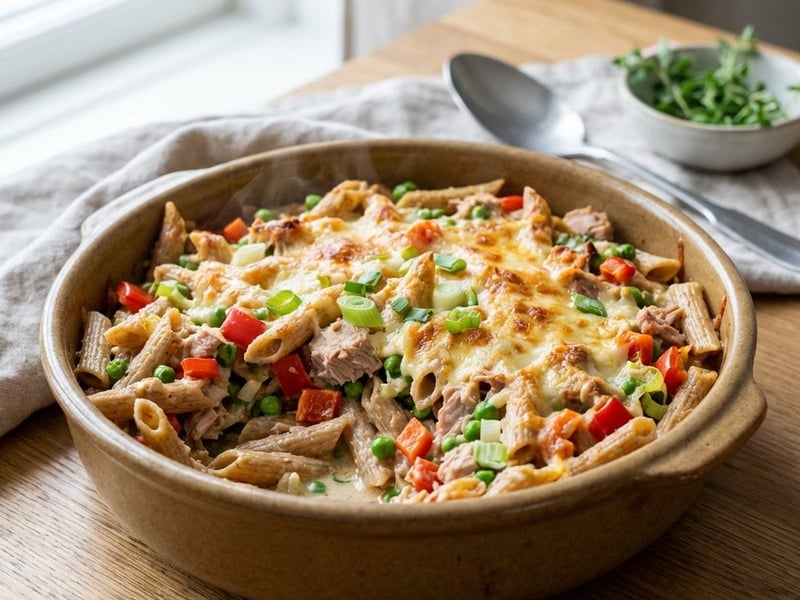 Überbackene Vollkornpasta mit Thunfisch