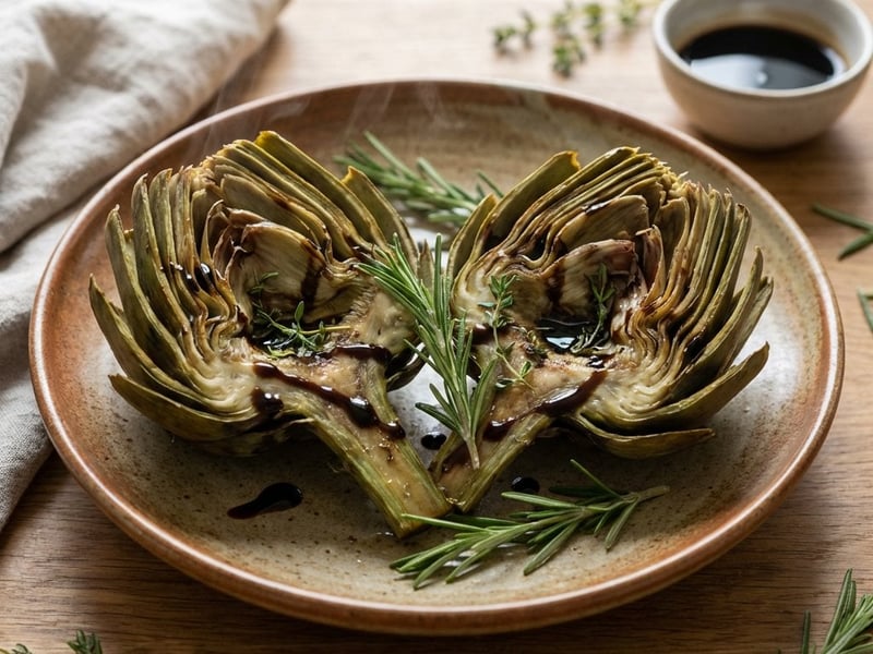 Baked Artichokes with Balsamic Glaze