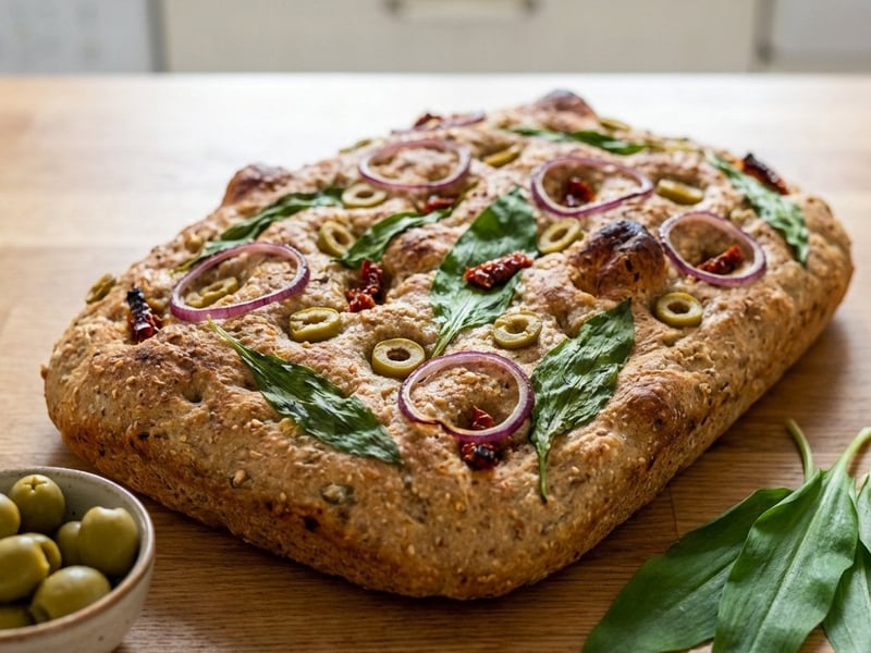 Vollkorn-Focaccia mit Bärlauch | Luftig & Würzig
