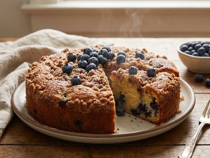 Juicy Blueberry Cake with Buttermilk & Cinnamon Streusel