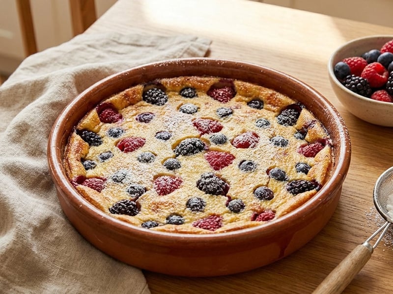 Clafoutis with Wild Berries & Spelt