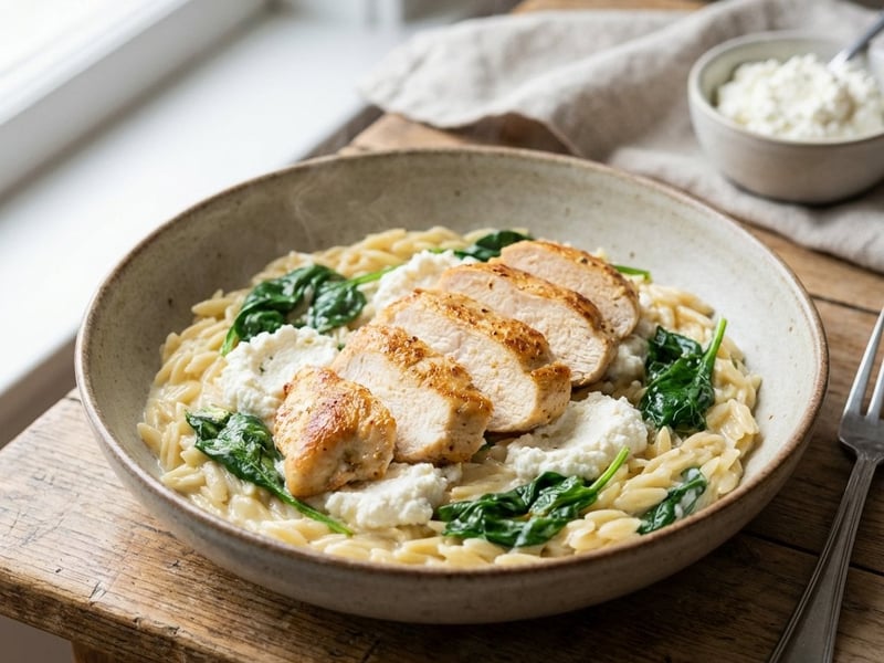 Orzo mit Ricotta und Hendl