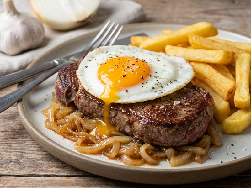 Lomo a lo Pobre | Herzhaftes Steak mit Ei & Zwiebeln