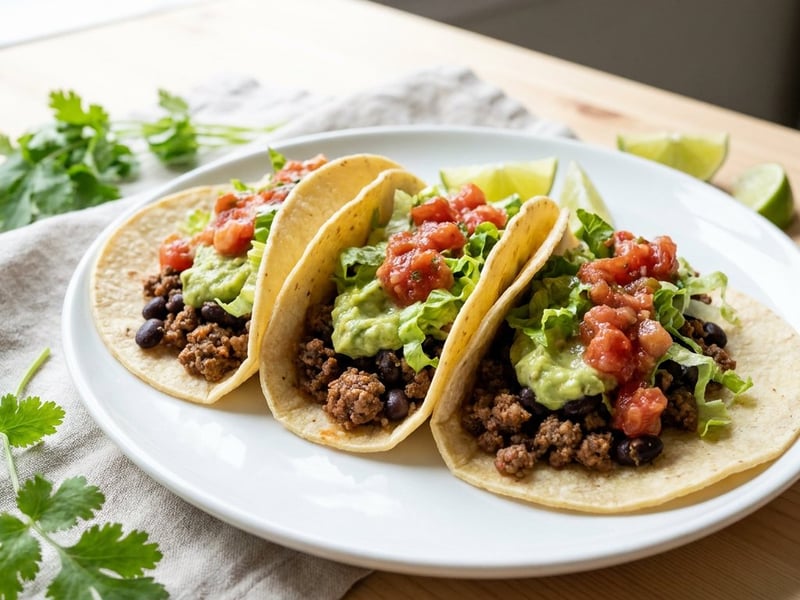 Tex-Mex Tacos mit schwarzen Bohnen & Guacamole