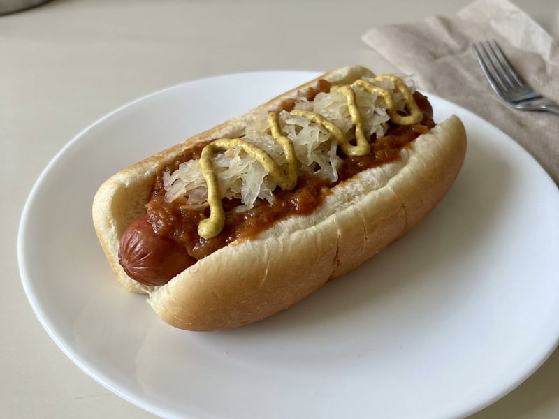 NYC Pushcart Hot Dog mit Zwiebelsauce