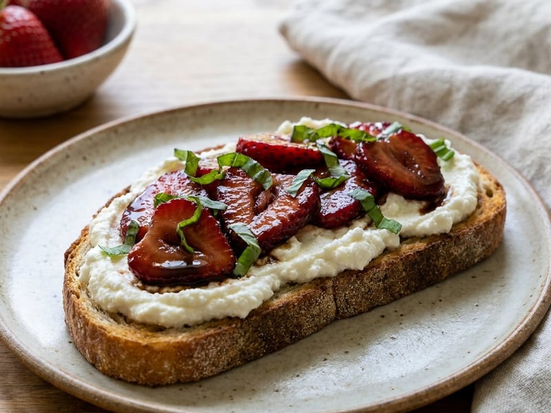 Sourdough Toast with Glazed Strawberries | Fruity & Creamy