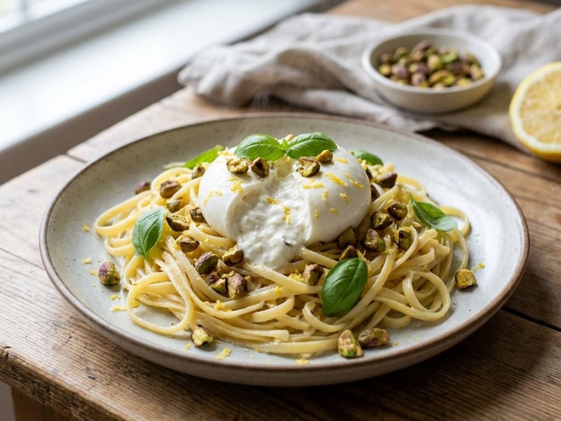 Lemon Linguine with Burrata | Refreshing & Creamy