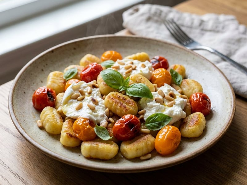 Knusprige Pfannengnocchi | Paradeiser & Burrata